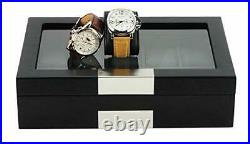 10 Ebony Wood Watch Box Display Case Storage Jewelry Organizer with Glass
