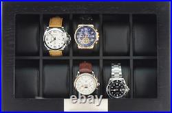 10 Ebony Wood Watch Box Display Case Storage Jewelry Organizer with Glass Top, S