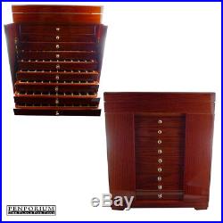 100 Writing Instrument Storage Case, Wood With Glass Top Display Brown
