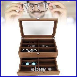 12 Slots Glasses Box Wooden Double Layer Glasses Display Case Box Organizer FS1