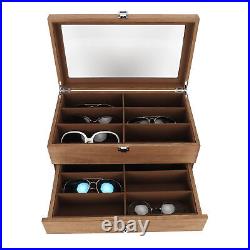 12 Slots Glasses Box Wooden Double Layer Glasses Display Case Box Organizer FS1