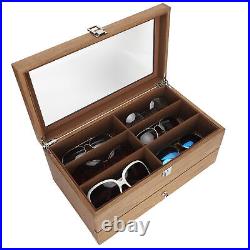 12 Slots Glasses Box Wooden Double Layer Glasses Display Case Box Organizer HPT