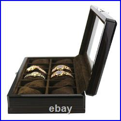 12 Slots Novelty Wood Watch Display Box Case Glass Top Locking Watch Storage