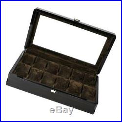 12 Slots Solid Wood Glass Collect Watch Display Storage Box Case Gift
