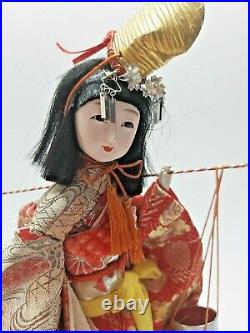14 Nakanishi Japanese Kimono Doll Geisha Figurine Statue In Wood Glass Case