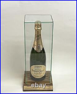 14 Wine Champagne Bottle Personalized Glass Display Case SOLID Wood Base