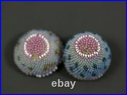 1880 Edwardian Wooden Beadwork Beaded Glass Beads Screw Egg Sewing Needle Box