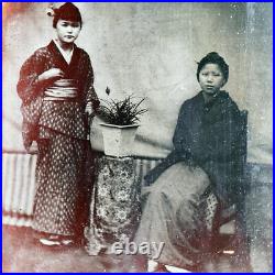 1890 Japan Ambrotype 2 women with flowers