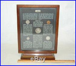 1905 U. S. Coin Collection Wood/Glass Standing Display Case 5 Coins Charity DS19