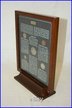 1905 U. S. Coin Collection Wood/Glass Standing Display Case 5 Coins Charity DS19