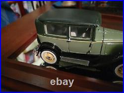 1930 FORD MODEL A TUDOR in Glass & Wood Mirrored Display Case, Perfect Condition