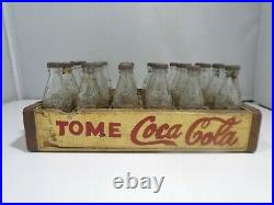 1950's Minaiture Coca Cola Glass Bottles In Wood Case