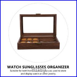 1pc Dustproof Multifunction Watch Glasses Case Wood Jewelry Case Wood Watch Case