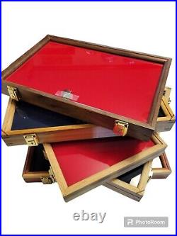 2-OAK, Wooden showcase display case 12X 18 X 2 Quality made, glass, solid oak