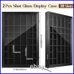 2 Pcs Shot Glass Display Case Wood Shot Glasses Holder 26.2 x 17.9'' 38 Slots