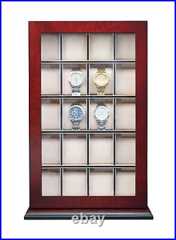 20 Slot Cherry Wood Watch Display Hanging Storage Box Stand Oversized Watches