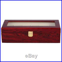 20X(6 Wood Watch Display Case Box Glass Top Jewelry Storage Organizer Gift 7F2)