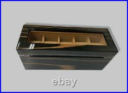 $211 Bey-Berk Men's Brown Lacquered Wood 5 Slot Watch Box Glass Lid Jewelry Case