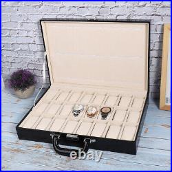 24 Slots Watch Box Wood Display Glass Jewelry Storage Box Organizer Case CRY