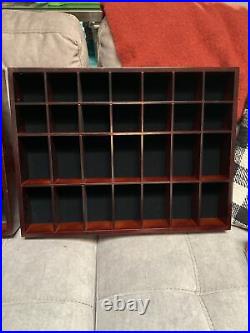 28 Shot Glass Shooter Display Case Holder Cabinet Wall Rack Cherry Wood Set Of 2