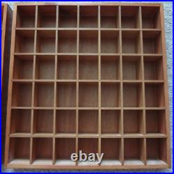 2x WOOD DISPLAY CASE EACH HOLD 42 SHOT GLASSES CABINET SHADOW BOX WALL SHELVES