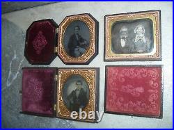 3 Antique Daguerreotype Family Portraits in Littlefield Parsons Union Cases 1857