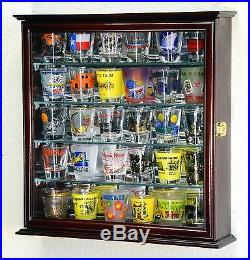 30 Shot Glass or 16 Shooter Display Case Cabinet withMirror Back Shotglass Rack