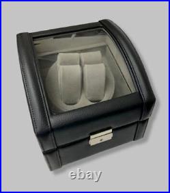 $324 Bey-Berk Men's Black Wood Leather Glass Lid Jewelry Case Winder Watch Box