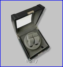 $325 Bey-Berk Men's Black Wood Leather Glass Lid Jewelry Case Winder Watch Box
