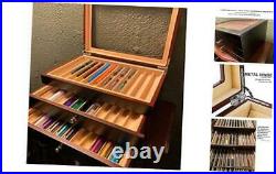 34 Piece Wood Pen Display Box Glass Pen Display Case Storage Fountain Pen