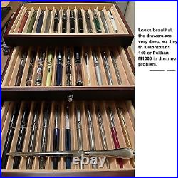 34 Piece Wood Pen Display Box Glass Pen Display Case Storage Fountain Pen Collec