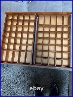 35 Shot Glass Shooter Display Case Holder Cabinet Wall Rack Wood Set Of 2