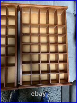 35 Shot Glass Shooter Display Case Holder Cabinet Wall Rack Wood Set Of 2