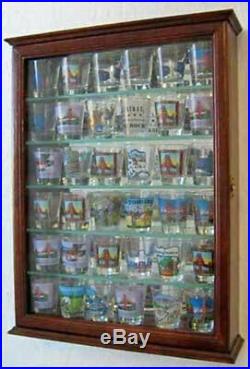 36 Shot Glass or 21 Shooter Display Case Cabinet with door, Solid Wood, SCD06B-WA