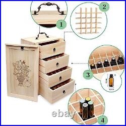 4 Drawers Essential Oil Storage Box Wooden Case Aromatherapy Organizer Container