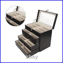 4 Layer Drawer Sunglasses Display Case 24 Slots PU Leather Eyeglass Collecti HMO