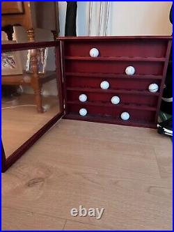 40 Golf Ball Display Case Rack Cabinet with REAL Glass Door, Solid Wood