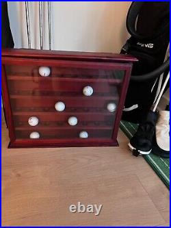 40 Golf Ball Display Case Rack Cabinet with REAL Glass Door, Solid Wood
