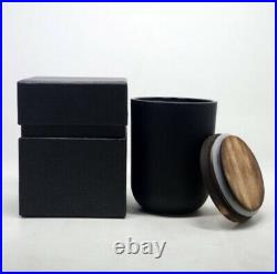 (40ct) Case 11 oz. Matte Black, Glass Candle Vessel with Wood Lid/ Rubber Gasket