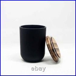 (40ct) Case 11 oz. Matte Black, Glass Candle Vessel with Wood Lid/ Rubber Gasket