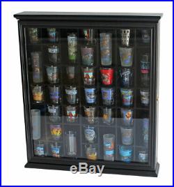 41 Shot Glass Display Case Rack Holder Wall Cabinet, Shadow Box SC03-BLA