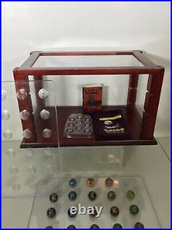45PC Vintage Pokemon Marble LOT with Display Case Cabinet Set 1999 Toy Biz HTF