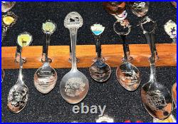 48 Vintage Collectors State Spoons & Wood & Glass Case or Pick Spoons Only, Nice