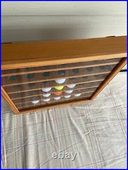 49 Golf Ball Hanging Wall Display Pine Wood Case Cabinet withGlass Door 16x16x2.7