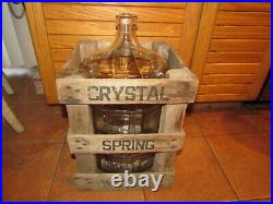 5 Gallon Crystal Spring Water Beer Wine Glass Water Bottle Jug in Wood Case