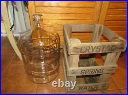 5 Gallon Crystal Spring Water Beer Wine Glass Water Bottle Jug in Wood Case