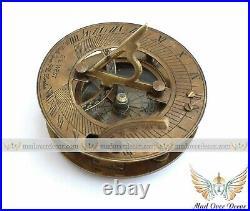 5 Unit Maritime West London Brass Sundial Compass With Wood Box Sundial