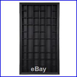 52-Opening Black Finish Wood Shot Glass Case Home Bar Decorative Wall Storage