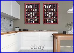 52 Slots Shot Glass Display Case with Lockable Door, Solid Wood Cabinet Colle