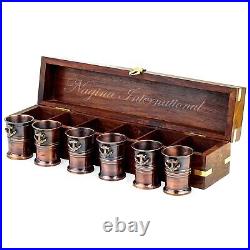 6 Shot Tumbler Glasses Premium Rosewood Storage Case Compartments Liquor & Wine